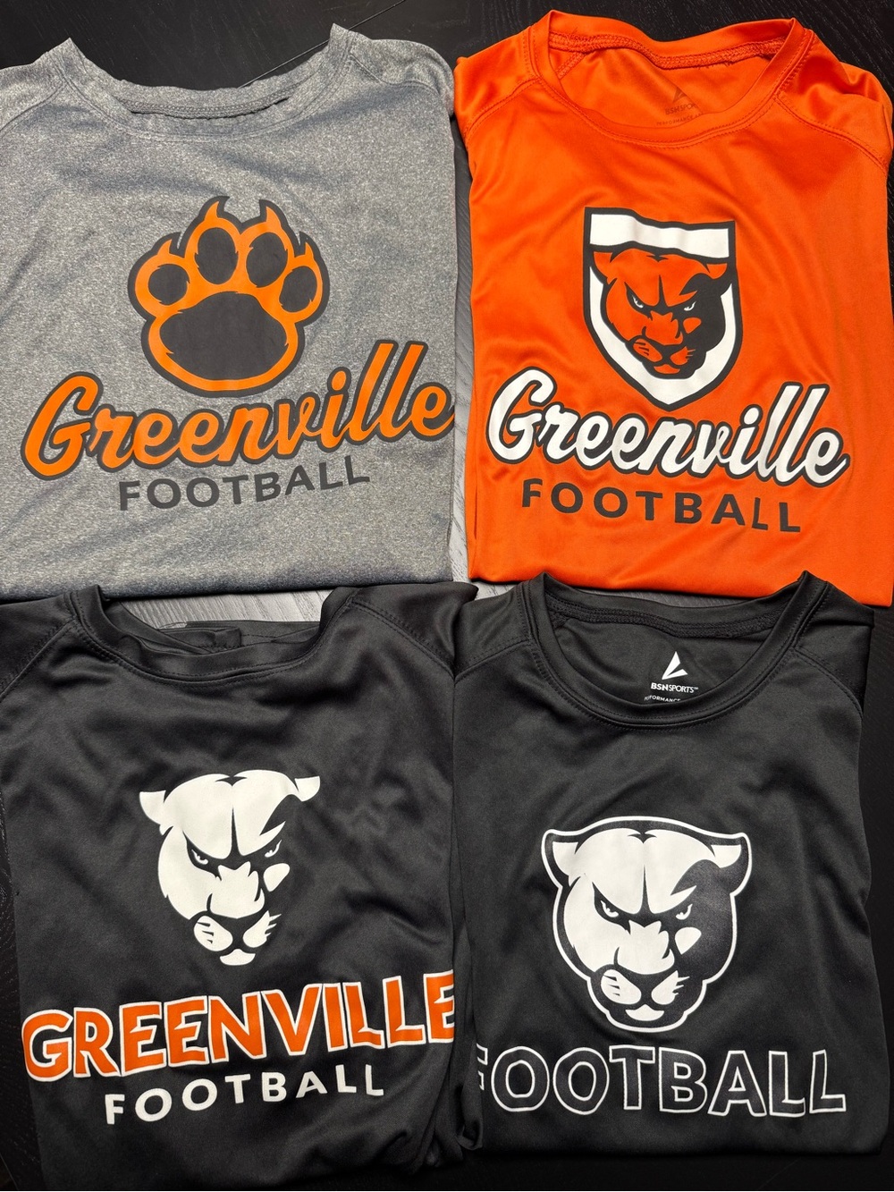 4 Greenville football university T-shirts